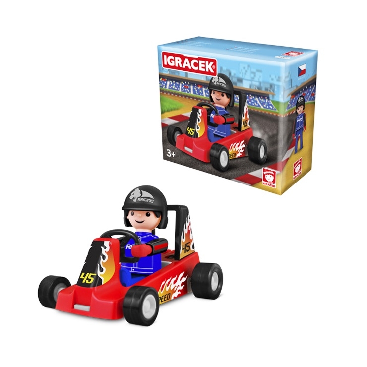 Igráček Závodník - figurka s červenou motokárou > 10E21021