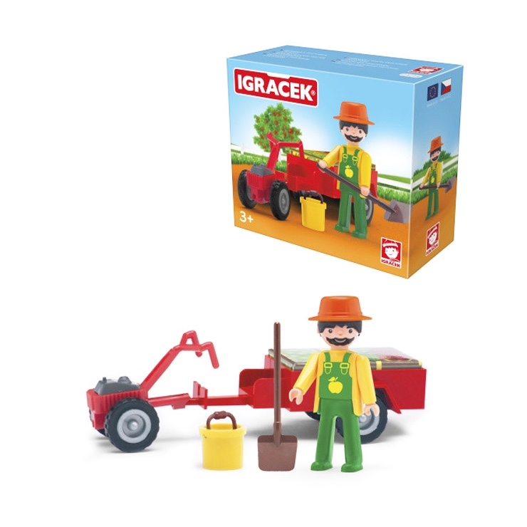 Igráček Zahradník - figurka s traktorem a příslušenstvím > 10E21214