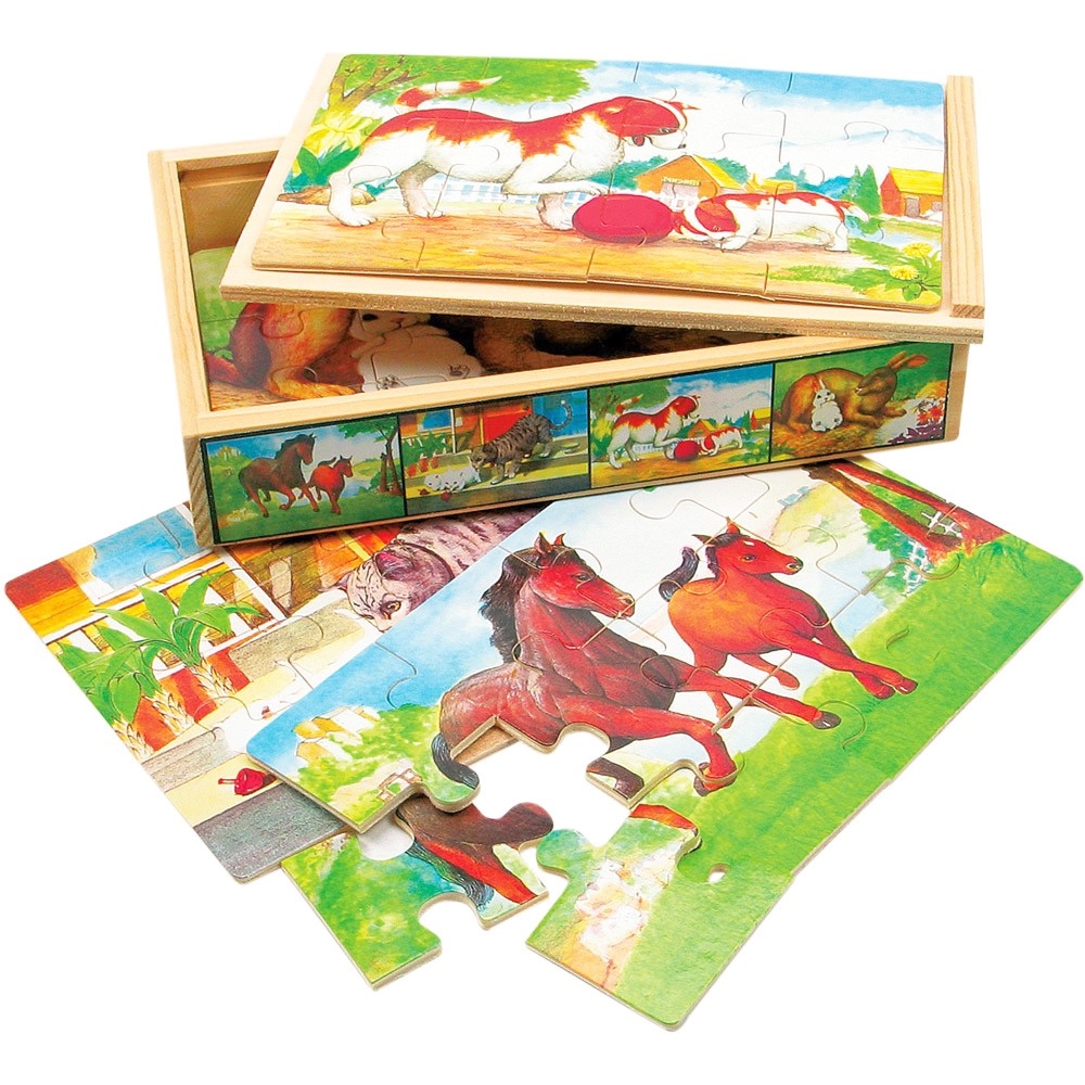 Dřevěné puzzle v krabičce - zvířátka > 17B88015