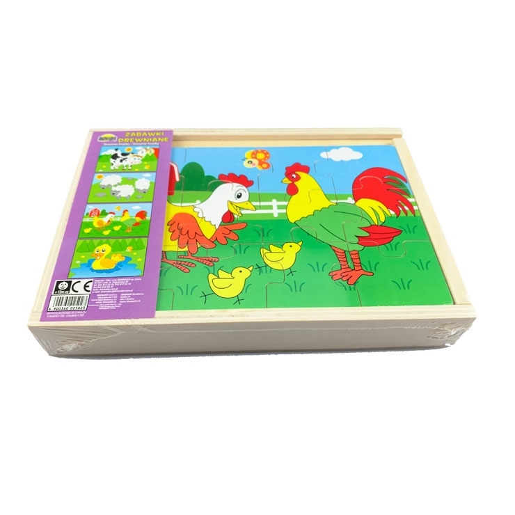 Dřevěné puzzle - Na dvoře 4 zvířata > 5D02502
